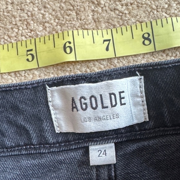 Agolde Black Riley Cropped High Rise Jeans - Picture 5 of 10